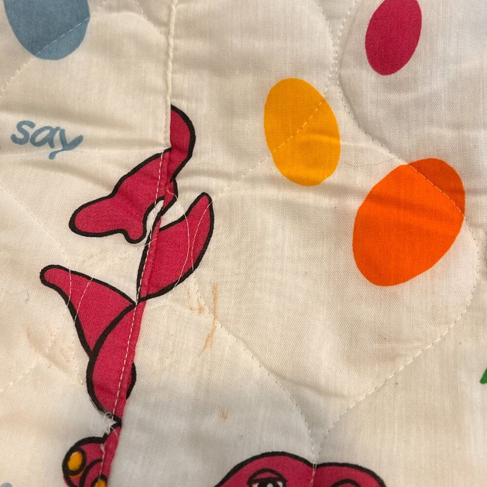 Vintage Barney Comforter Hand Made Toddler Bedding - Picture 7 of 8